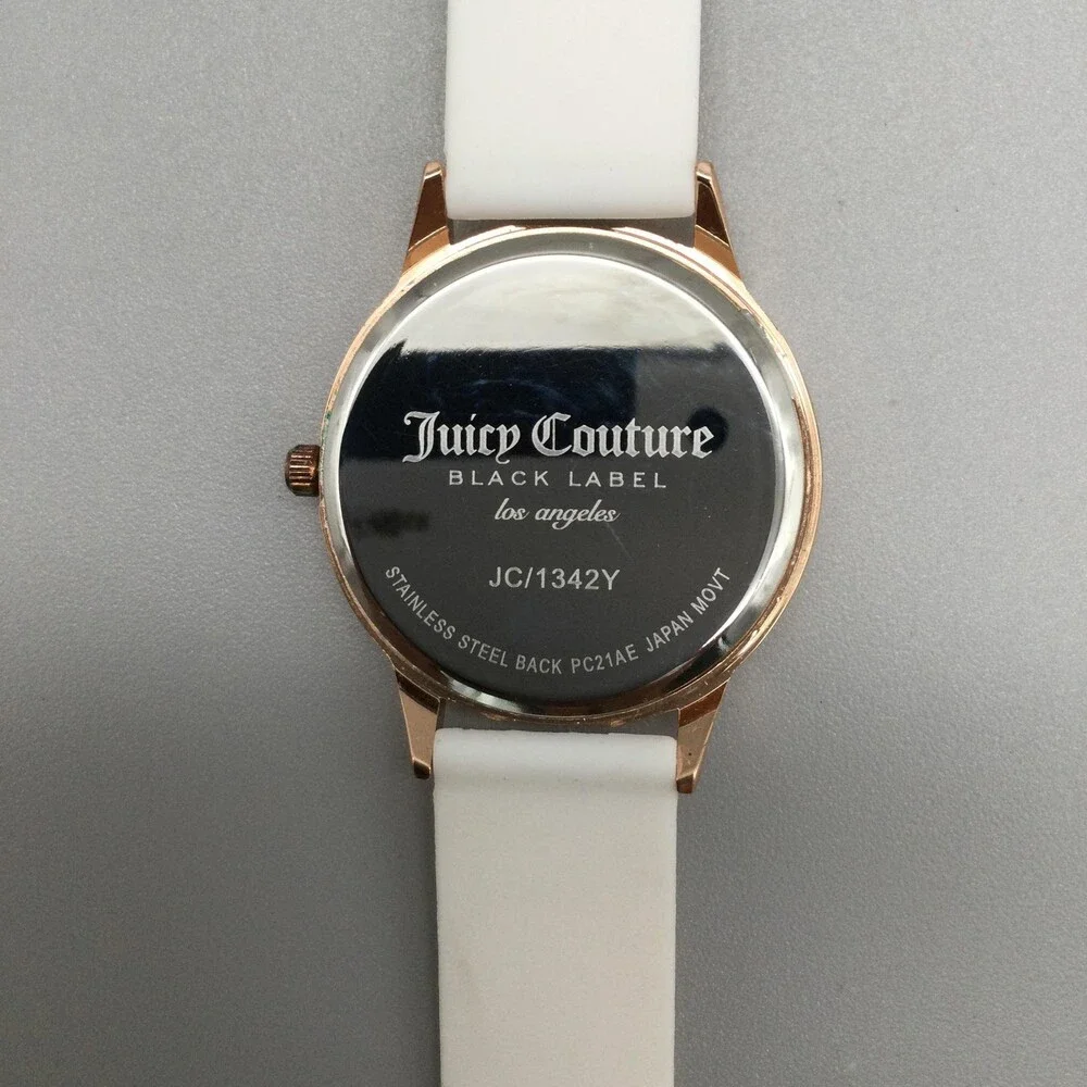 Juicy Couture Black Label Womens Watch 38mm White Dial Crystal Crown New Battery